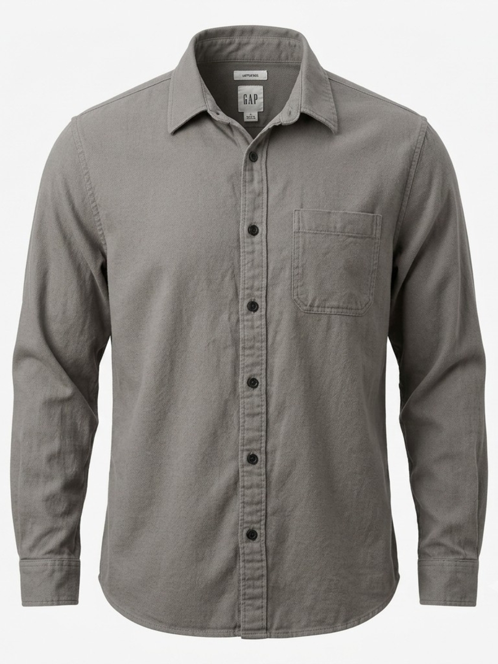 Gap Men's Large Grey Long Sleeve Button Down Utility Flannel Pocket Shirt